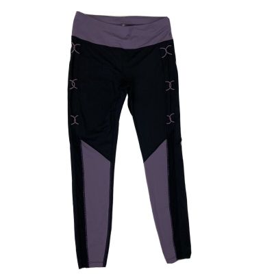 Ivanka Trump Leggings Full Purple Black Stretch Sheer Running Athletic Small